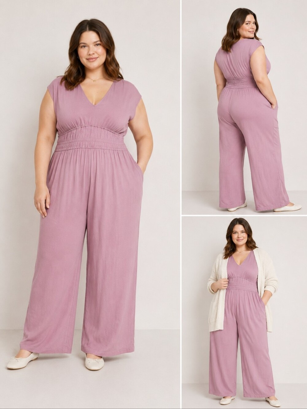 Old Navy Waist-Defined Wide-Leg Jumpsuit in Pink